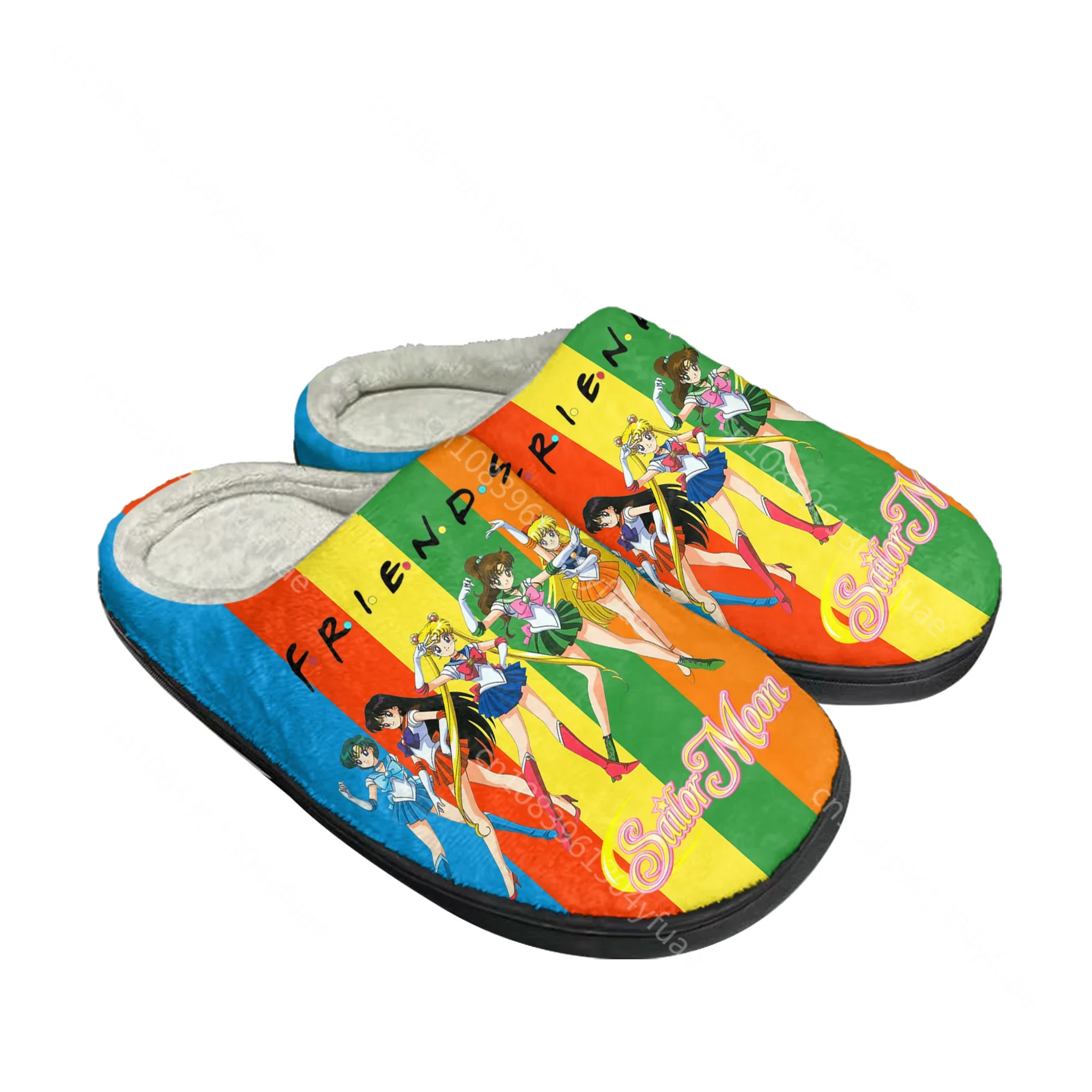 Anime Manga Chinelos de marinheiro dos desenhos animados para homens e mulheres, sandálias de pelúcia personalizadas, casual manter sapatos quentes, chinelo térmico, algodão caseiro, anime lua