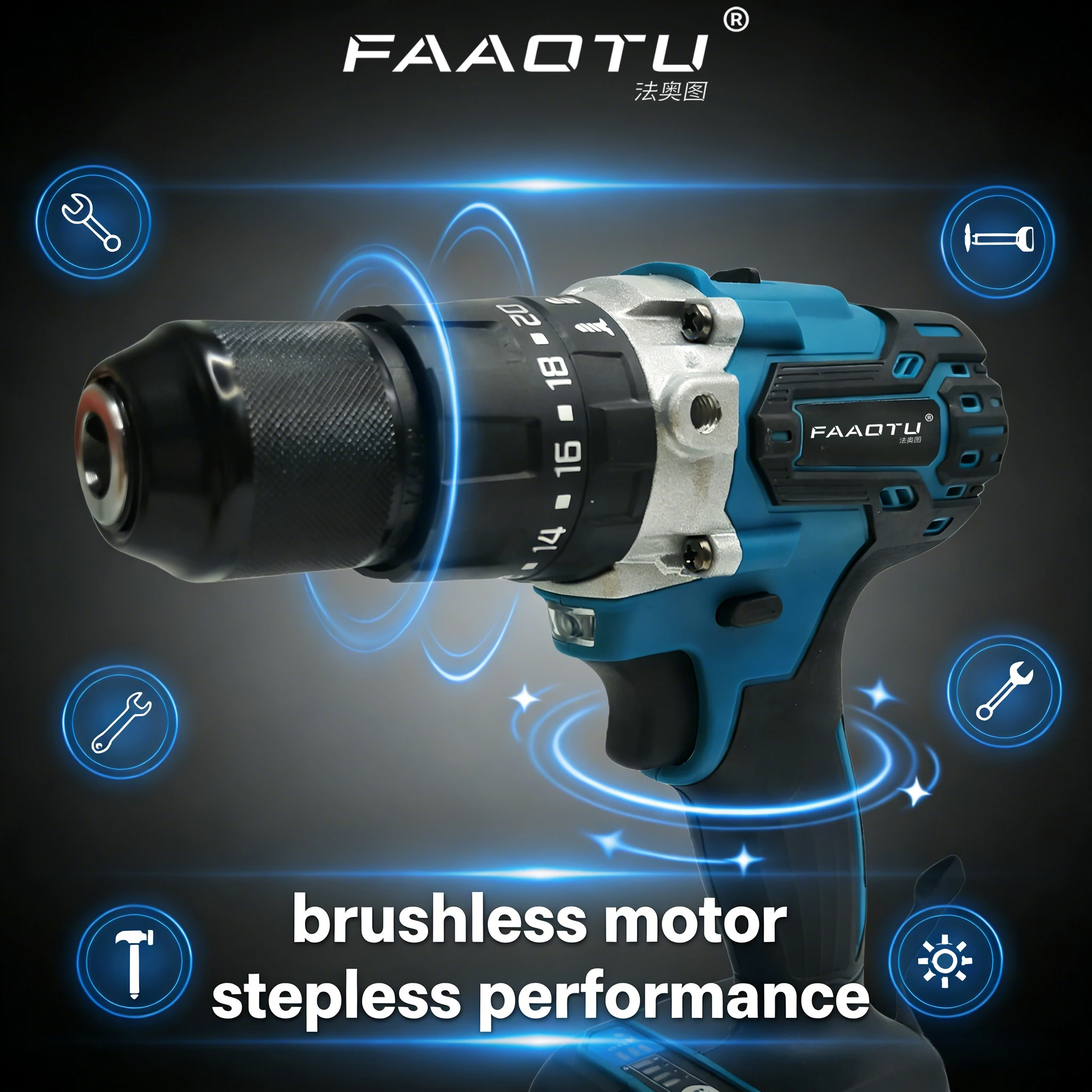 FAAOTU DDF487 13mm 18V lithium electric rechargeable hand drill Compatible with MT batteries without charger and battery