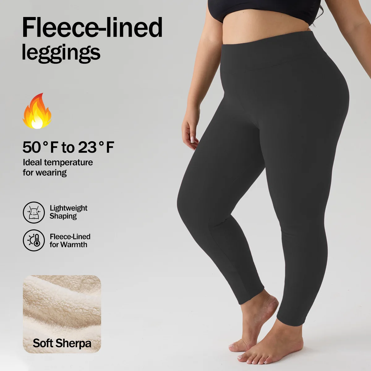 Women's High Waist Fleece Lined Leggings Thermal Tights Winter Warm Thick Soft Stretchy Pants for Cold Weather Plus Size