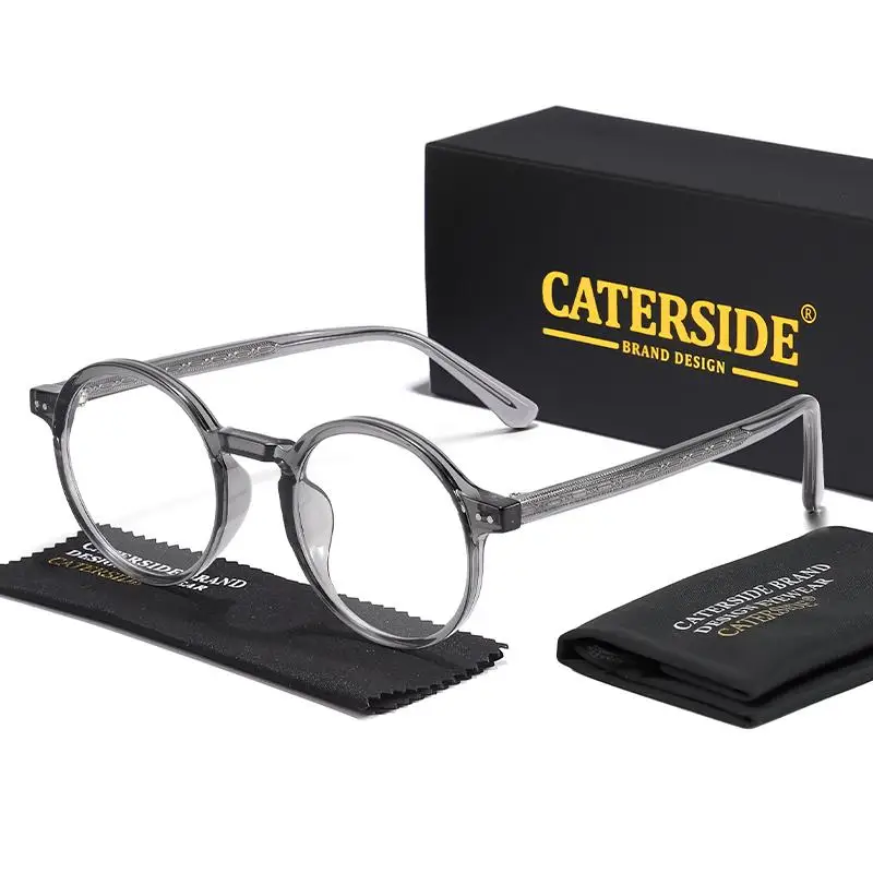 CATERSIDE Retro Männer Brille Runde Hohe Qualität TR90 Rahmen Rezept Brillen Rahmen Frauen Null-Power Objektiv Computer Gläser – Detail 8