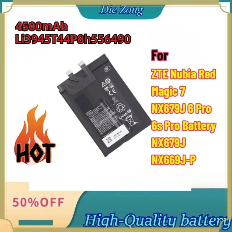 

For ZTE Nubia Red Magic 7 NX679J 6 Pro 6s Pro Battery NX679J NX669J-P Battery +Tools 4500mAh Li3945T44P8h556490 Battery