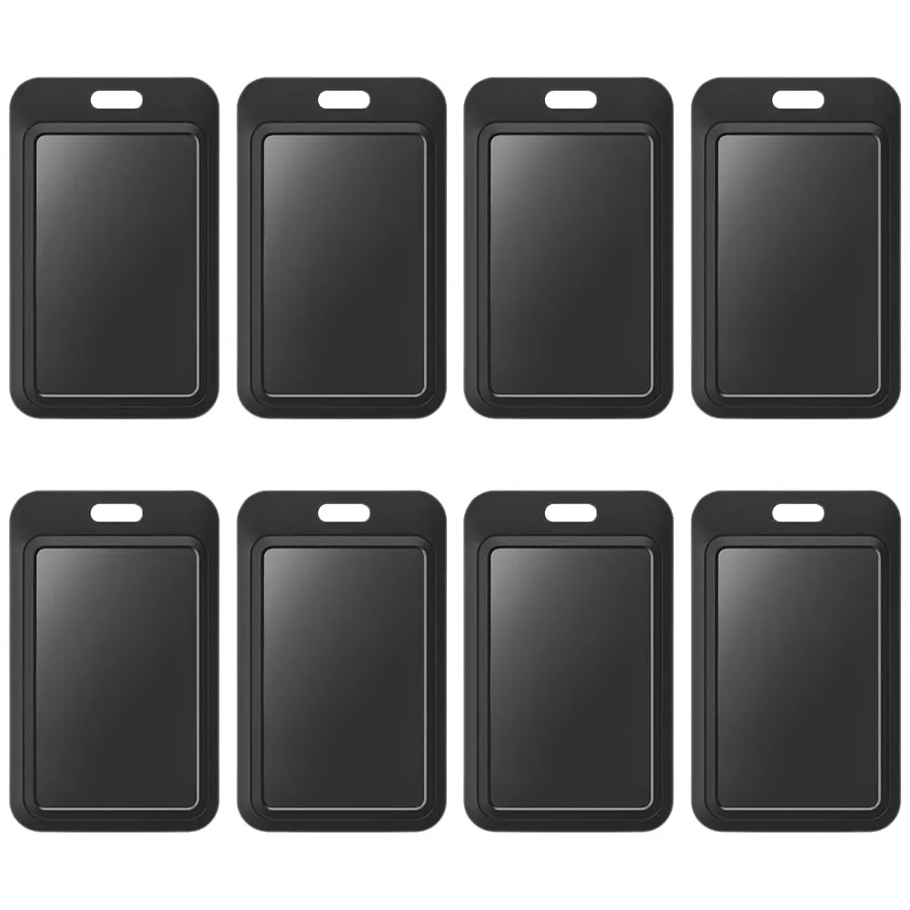 8Pcs Black Name Badge Holder Vertical Card Sleeve Secure Clip Design for Id Business Credit Cards Nurse Uniform Pocket Easy