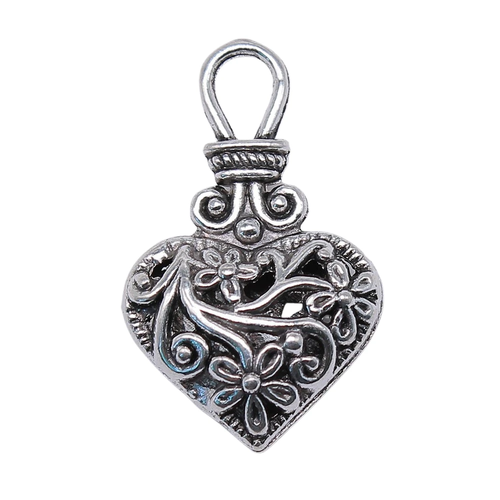 3D Heart Charm with Flower Pattern for DIY Jewellery Making