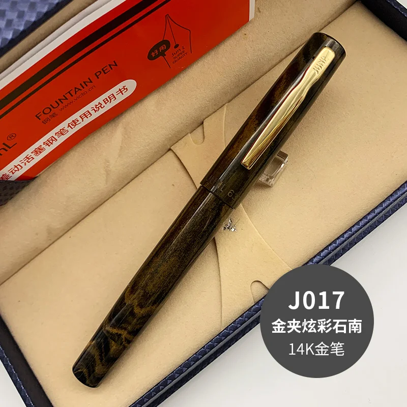 Wingsung 631 14K Gold Fountian Pen EF/F/M/B 0.38/0.5/0.7/1.0mm Ink Pen Dekan Hard Rubber Piston Ink Sucking Long Knife Writing