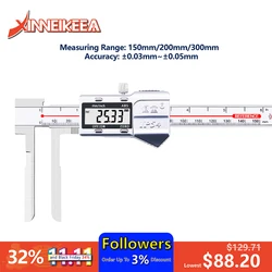 High Precision Long Jaw Inner Diameter Digital Display Caliper 150mm 200mm 300mm 4CR13 Non Standard Calipers Industrial Grade