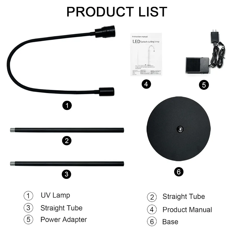 Luce UV per estensione ciglia Lampada per ciglia regolabile Pedale LED Luce polimerizzante in gel UV