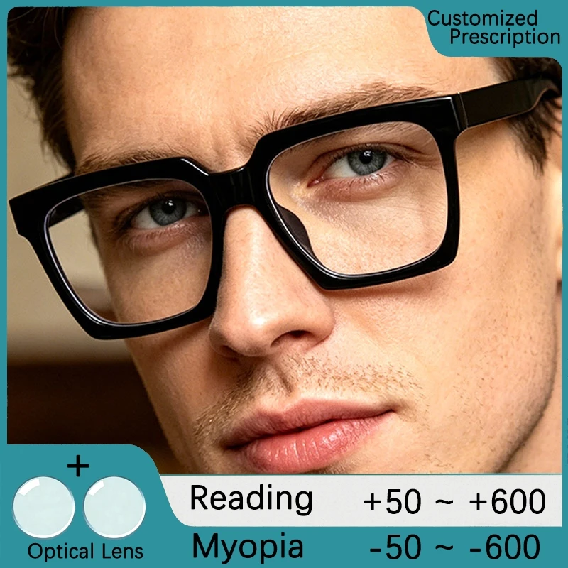 Vintage Anti Blue Light Glasses Frame Men's Reading Glasses Optical Lenses Myopia Glasses Classic Square Eyeglass Frame 803019