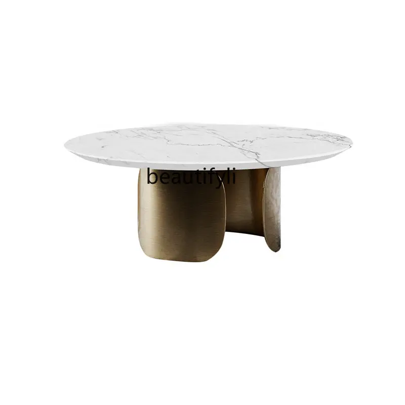 

Italian Style Light Luxury Coffee Table Nordic Large Apartment Modern Natural Marble round Tea Table