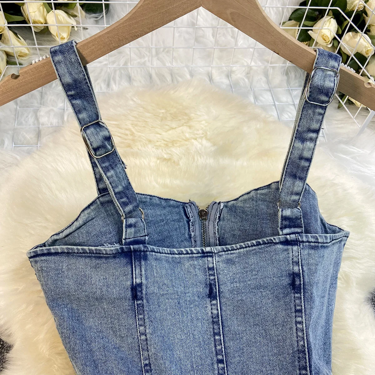 Long Denim Dress Women Dresses A Line Slim Fit Vestidos Zipper Sling Sleeveless Streetwear Elegant Splice Y2k Party Jeans 2025