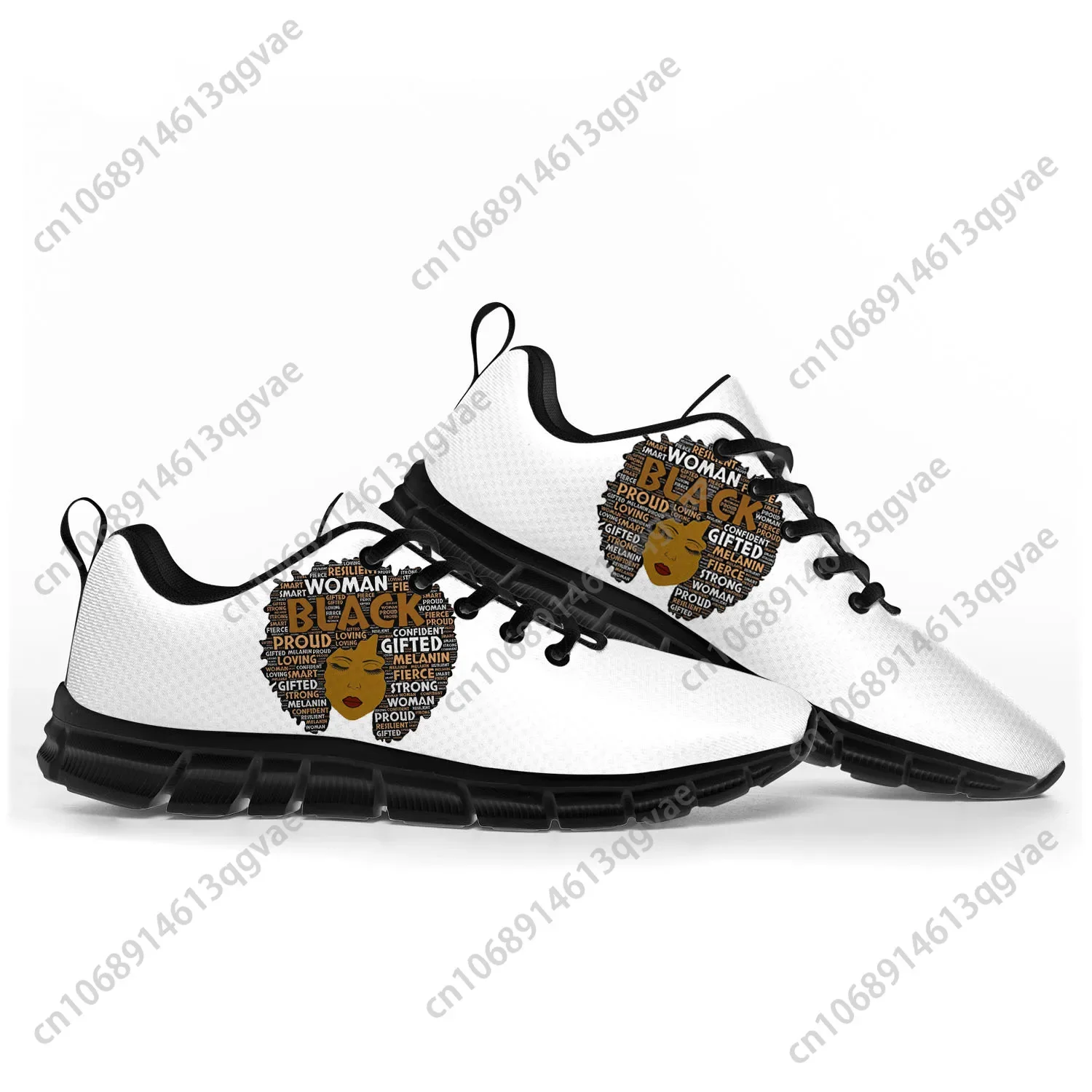 African Woman Black Pop Sports Shoes Mens Womens Teenager Kids Children Sneakers Casual Custom High Quality Couple Shoes Black