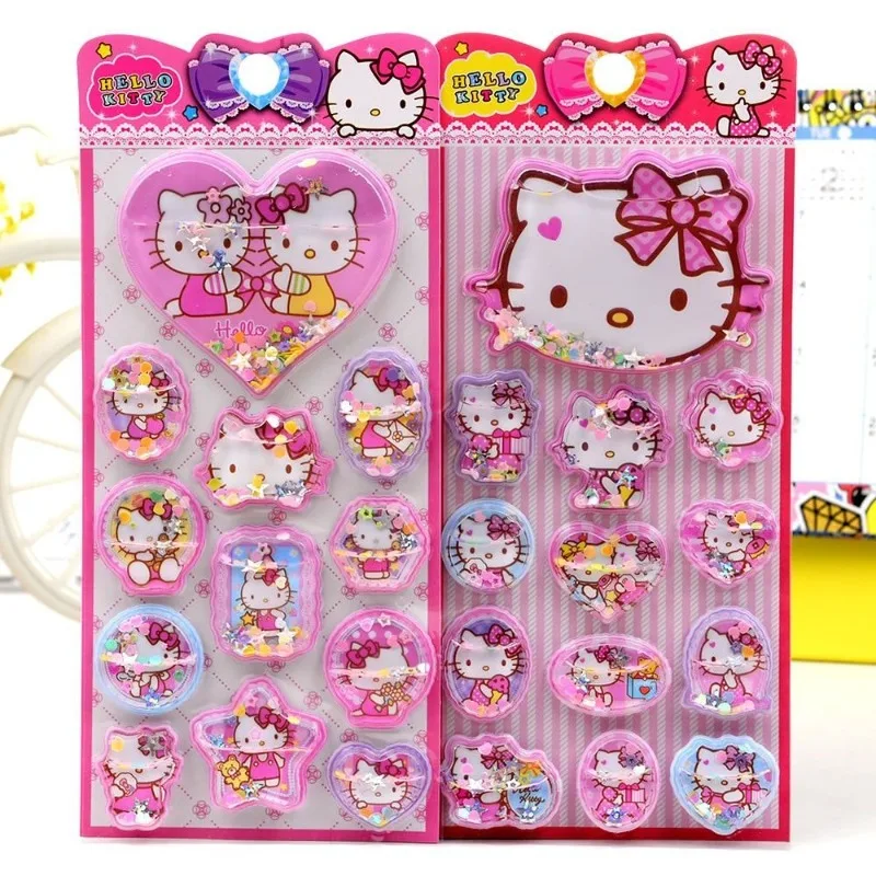 

Hello Kitty Anime Kawaii Sanrio Ins Fashion Flashing Stickers Cute Cartoon Kt Cat Children Decorative Patch Gifts for Girls