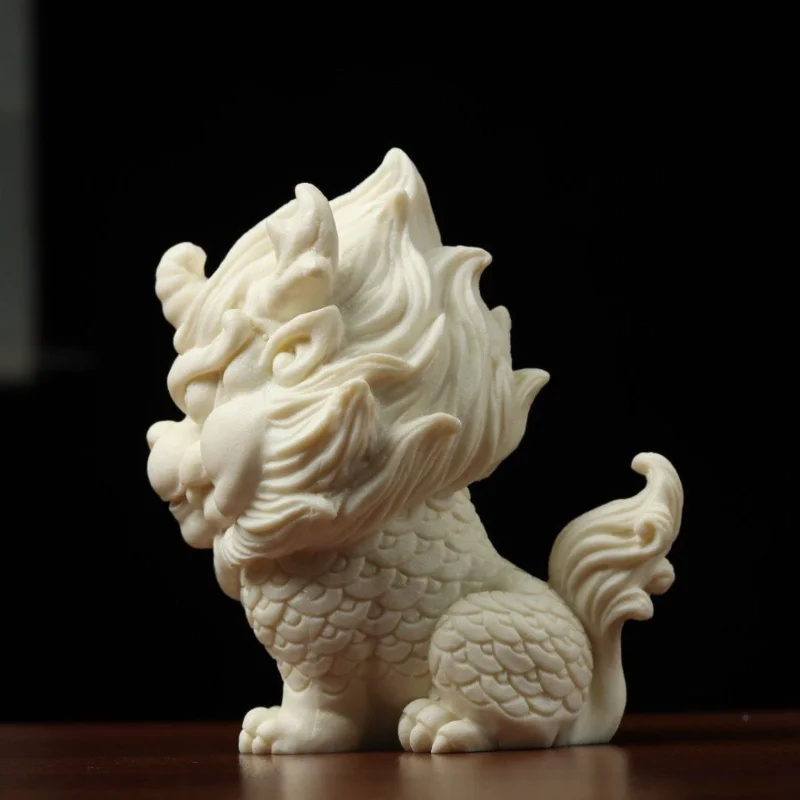 Ivory fruit kylin tea pet decoration Zhaocai Kylin home living room tea table landscape carving arts and crafts