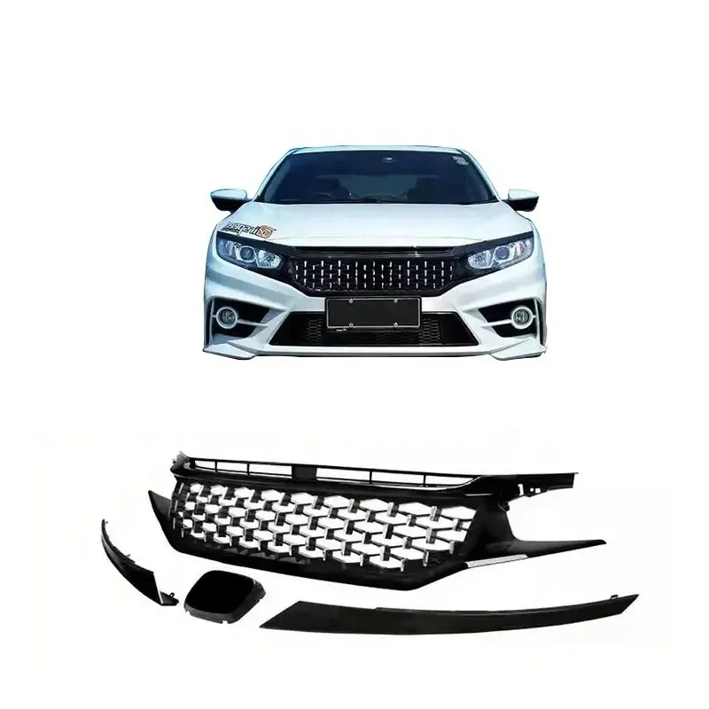 

Заводской прямой передний бампер с алмазной решеткой в стиле Meteor для HONDA CIVIC 2016-2020
