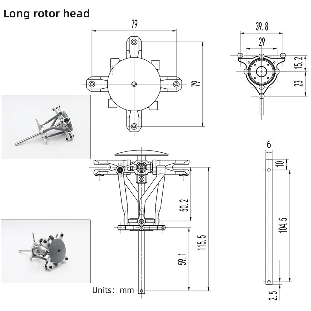 FLYWING Four blades Rotor Set Helicopter 4 blade rotor head Metal Rotor for Bell 206 UH1 V3 FW450L For 6mm Main shaft Helicopter