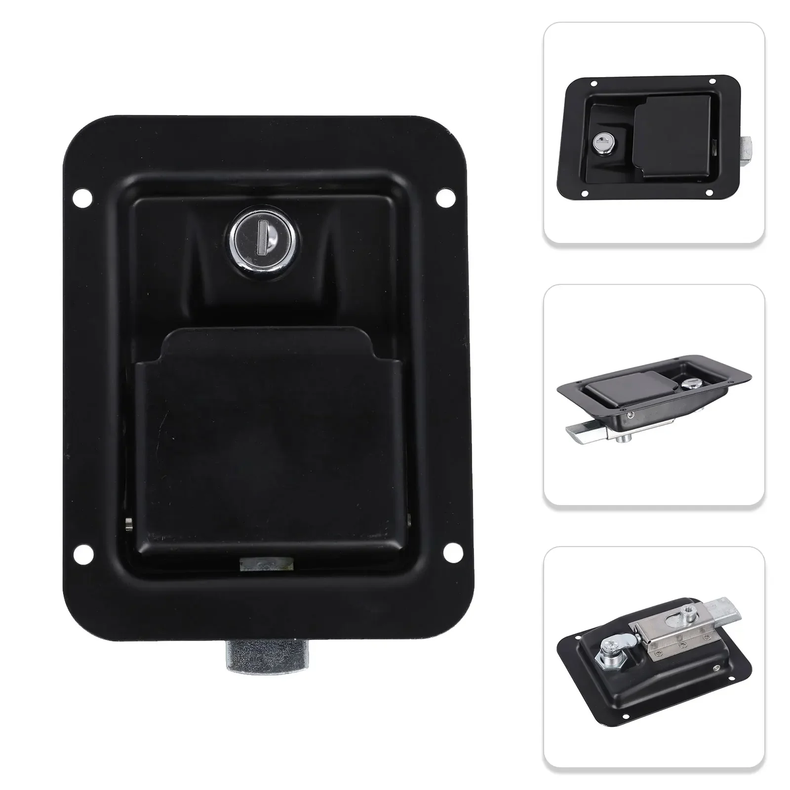 For RV For Trailer Latch Lock Black Caravan Lock Latch Built-in Lock Mechanism Easy Installation High Universality