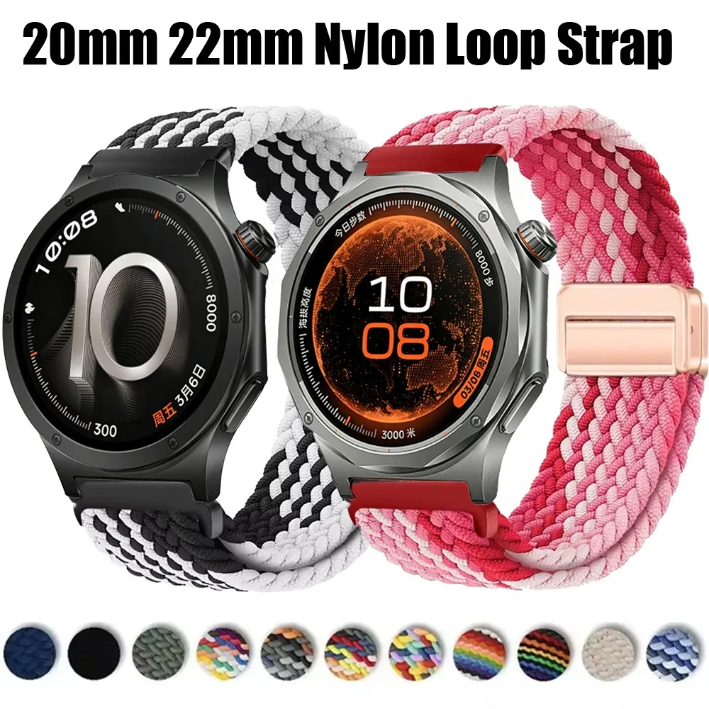 Bracelet à boucle en Nylon 20/22mm, pour Oppo Watch X3/X2/S Oneplus Watch 4/Lite/3/2R, Bracelet magnétique respirant pour Amazfit Active 3/Max