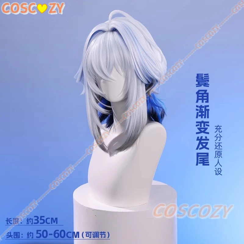 Wuthering Waves Newly Galbrena Cosplay Wig WomenBlue Shoulder-length Hair Heat Resistant Fiber Hair Carnival Halloween Party Con