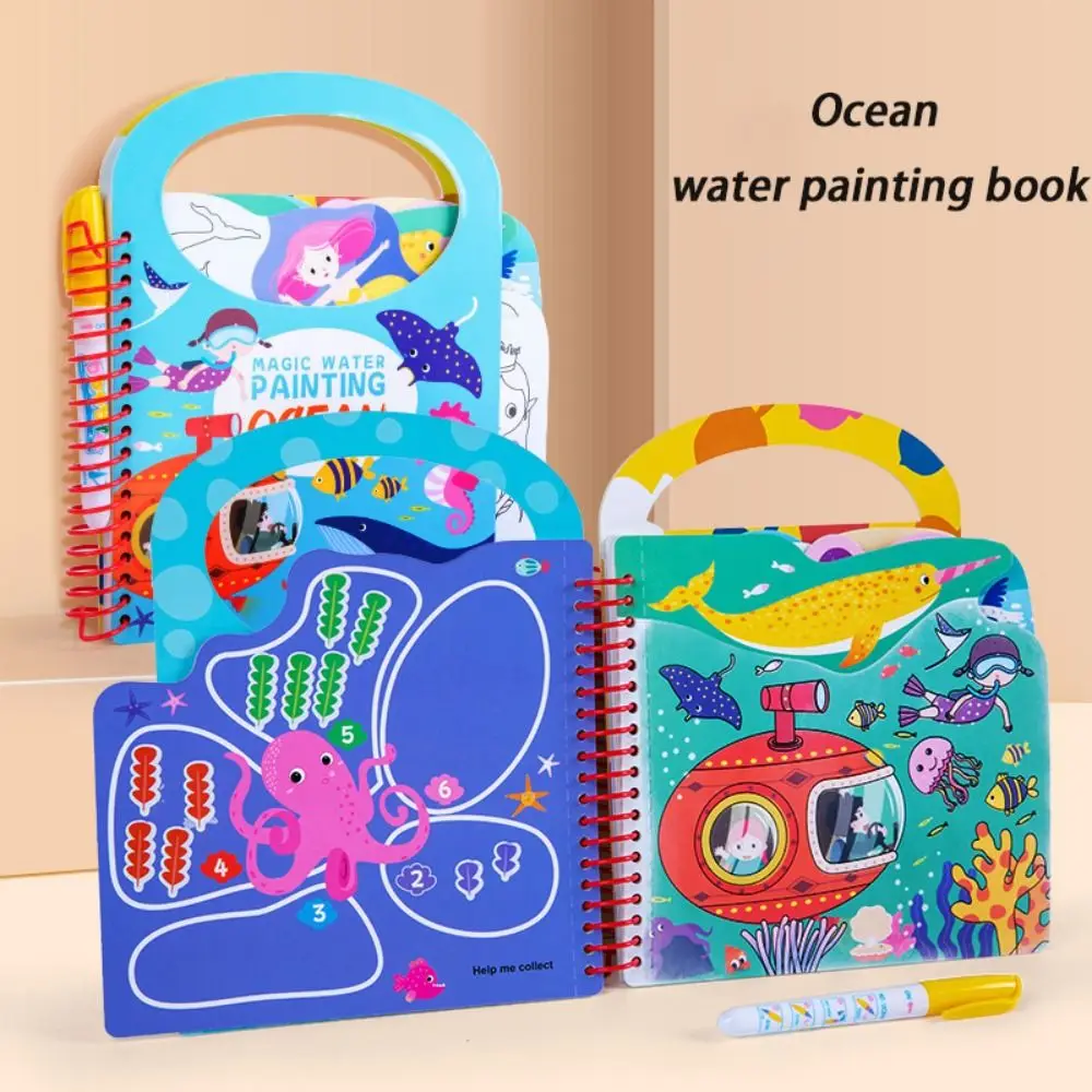 นํากลับมาใช้ใหม่น้ําวาดของเล่น Montessori น้ําใสสี Graffiti Magic Water Drawing Book ป้องกันสิ่งแวดล้อมน้ําวาด