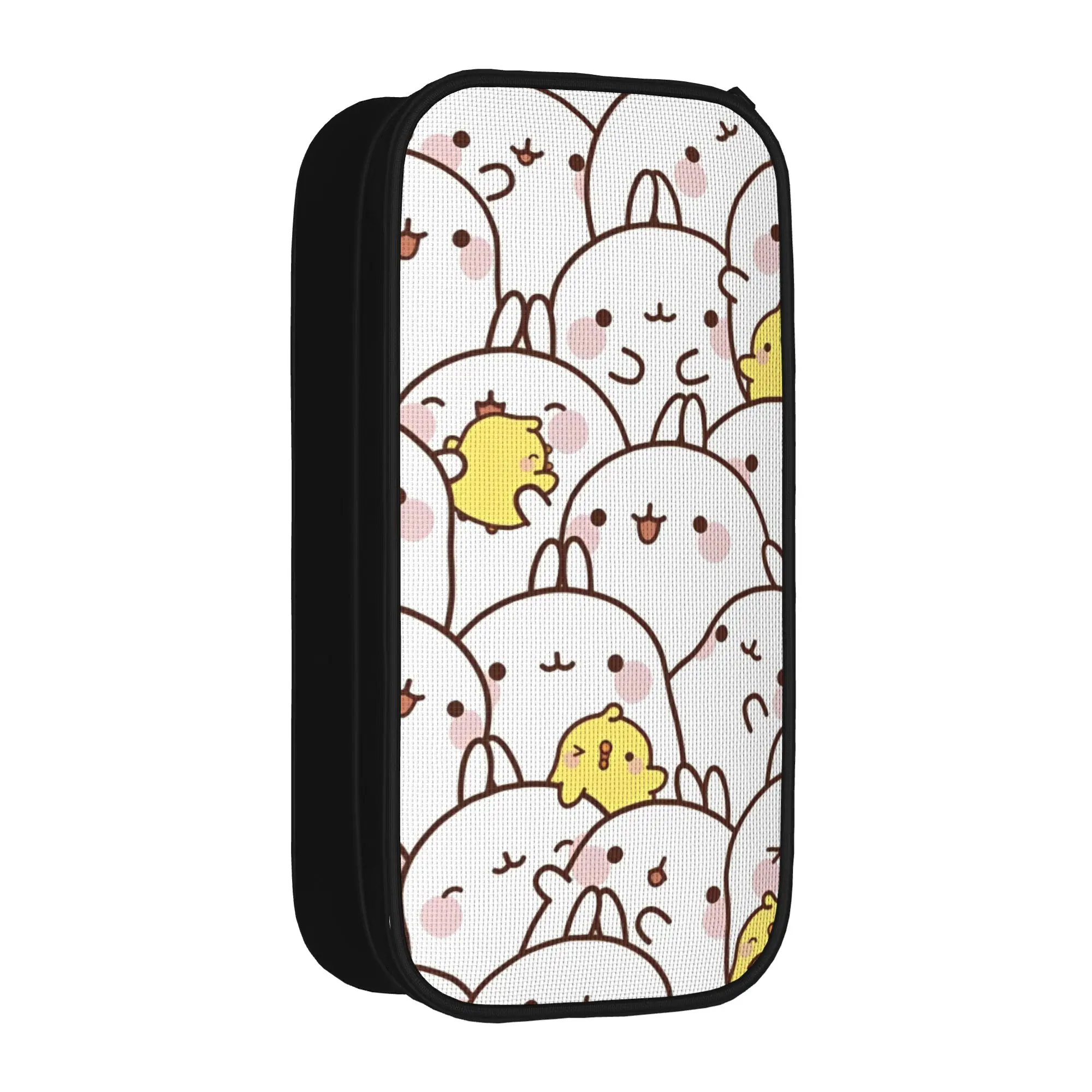 Cartoon M-Molangs Pencil Cases  Pen Holder Pencil Bags Student Large Storage Students School Zipper Pencilcases