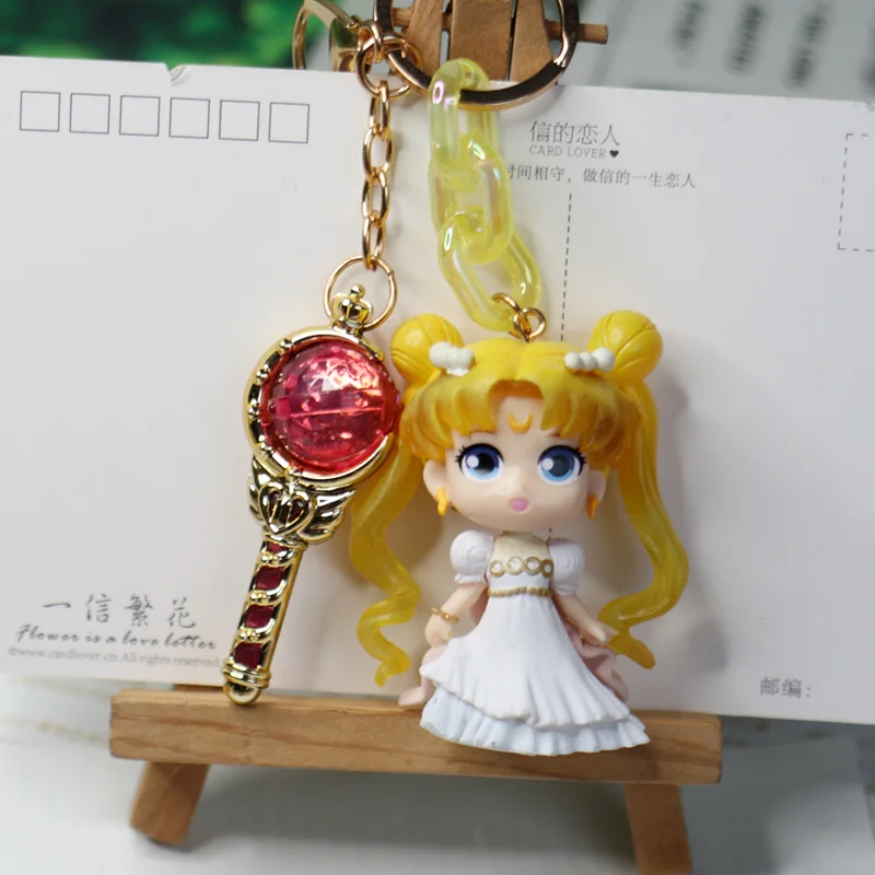 New Sailor Moon circostante portachiavi per auto Tsukino Usagi Anime Girl Figure portachiavi zaino ciondolo bambola bambini Hots giocattoli modello