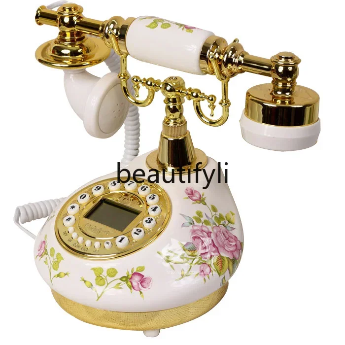 Antique Telephone Home Fashion Creative European Retro Vintage Landline Phone Living Room Office Landline