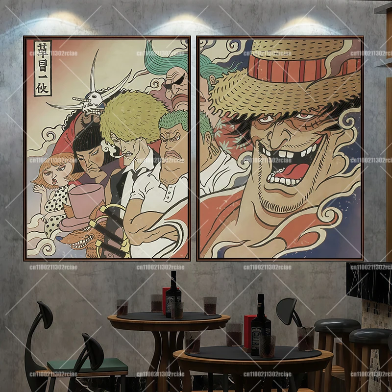 

Anime One Piece, Combination Art Poster, Zoro Luffy, Printed Canvas Painting, Suitable for Various Art Wall Decoration Painting