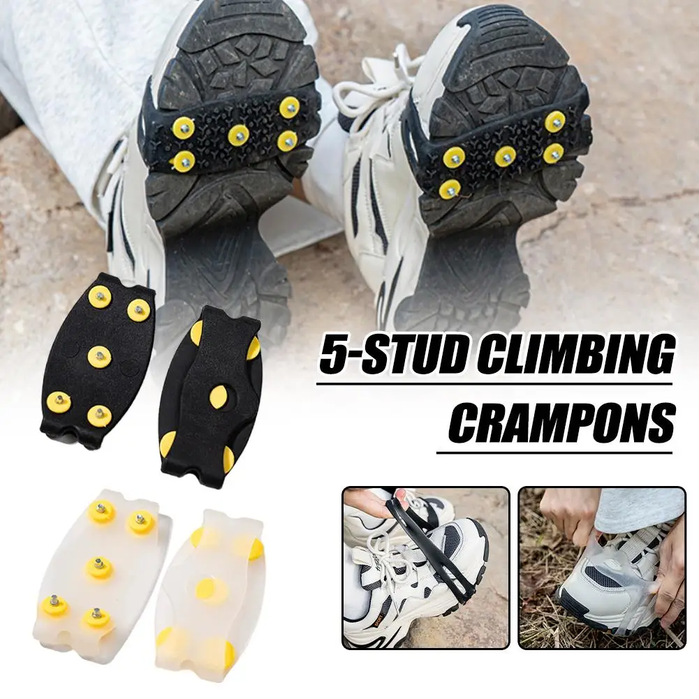 2 قطعة مخلب الثلج الجليد تسلق 5 الأسنان المضادة للانزلاق المسامير السيطرة الأشرطة المرابط غطاء أحذية رياضية للنساء الرجال الأحذية غطاء #5