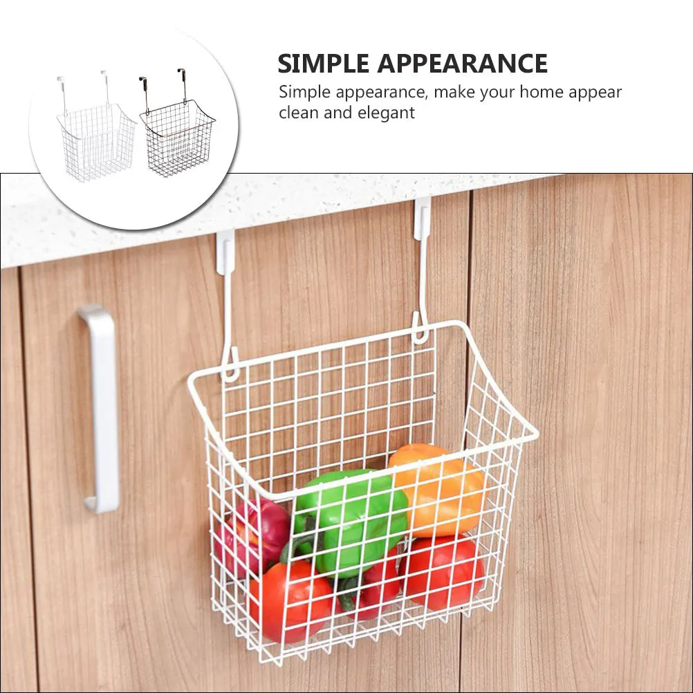 

2Pcs Iron Hanging Storage Basket Home Cabinet Door Organizer Creative Clothes Sundries Holder Home Storage Basket