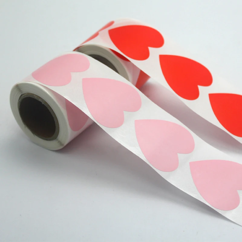 2 Roll Heart Shape Red Pink Stickers Seal Labels 38mm Labels Stickers Scrapbooking for Package Wedding Decor Stationery Sticker