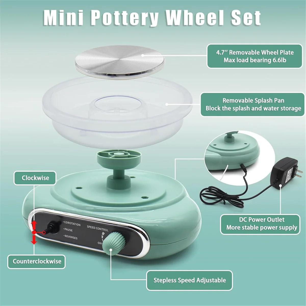 RA-Mini Pottery Wheel,4.7-Inch Pottery Wheel for Teen and Adult Beginners, 3 Lbs Air-Drying Clay,Home DIY Craft Kit Us