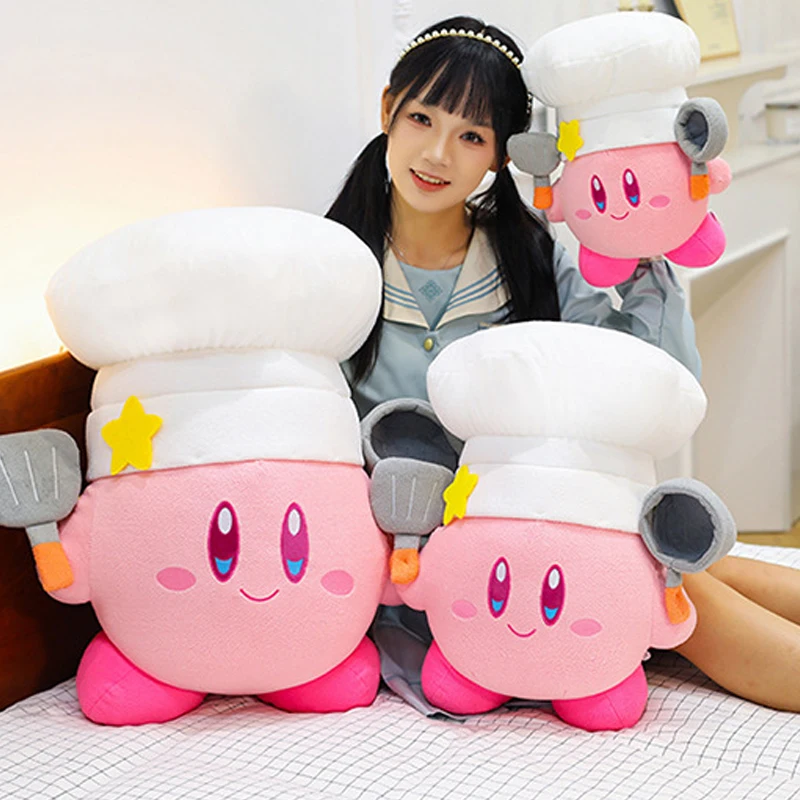 35-70cm Chef Kirby Plush Toy Cute Stuffed Doll Big Size Cartoon Anime Star Hug Pillow Pink Gift for Kid Birthday Room Decoration view 2