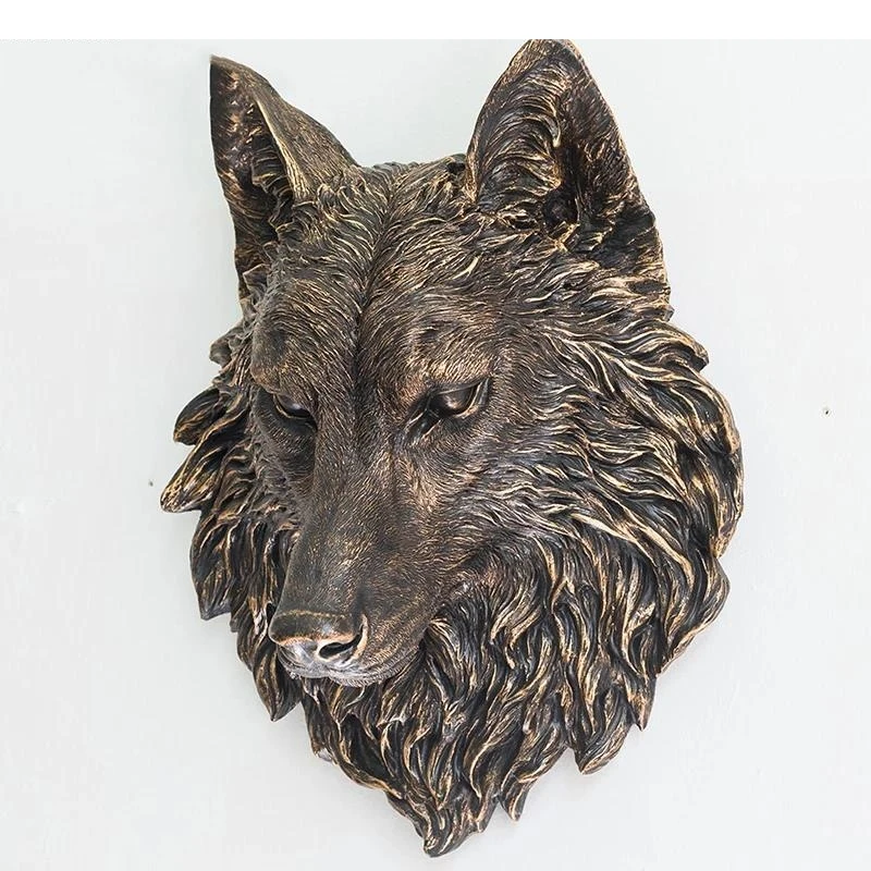 Simulation Resin Wolf Ornaments Living Room Lockers Animal Decoration Home Wall Hanging
