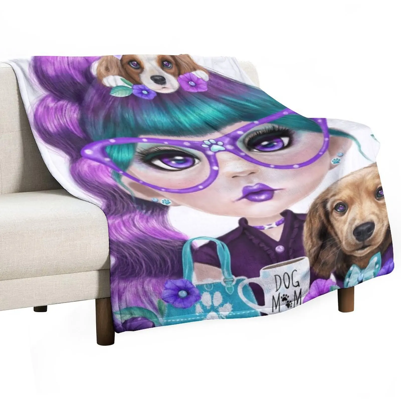 

Puppy Crazed Petunia by Sheena Pike Throw Blanket Thermals For Travel Blankets For Baby Luxury Brand Luxury Blankets
