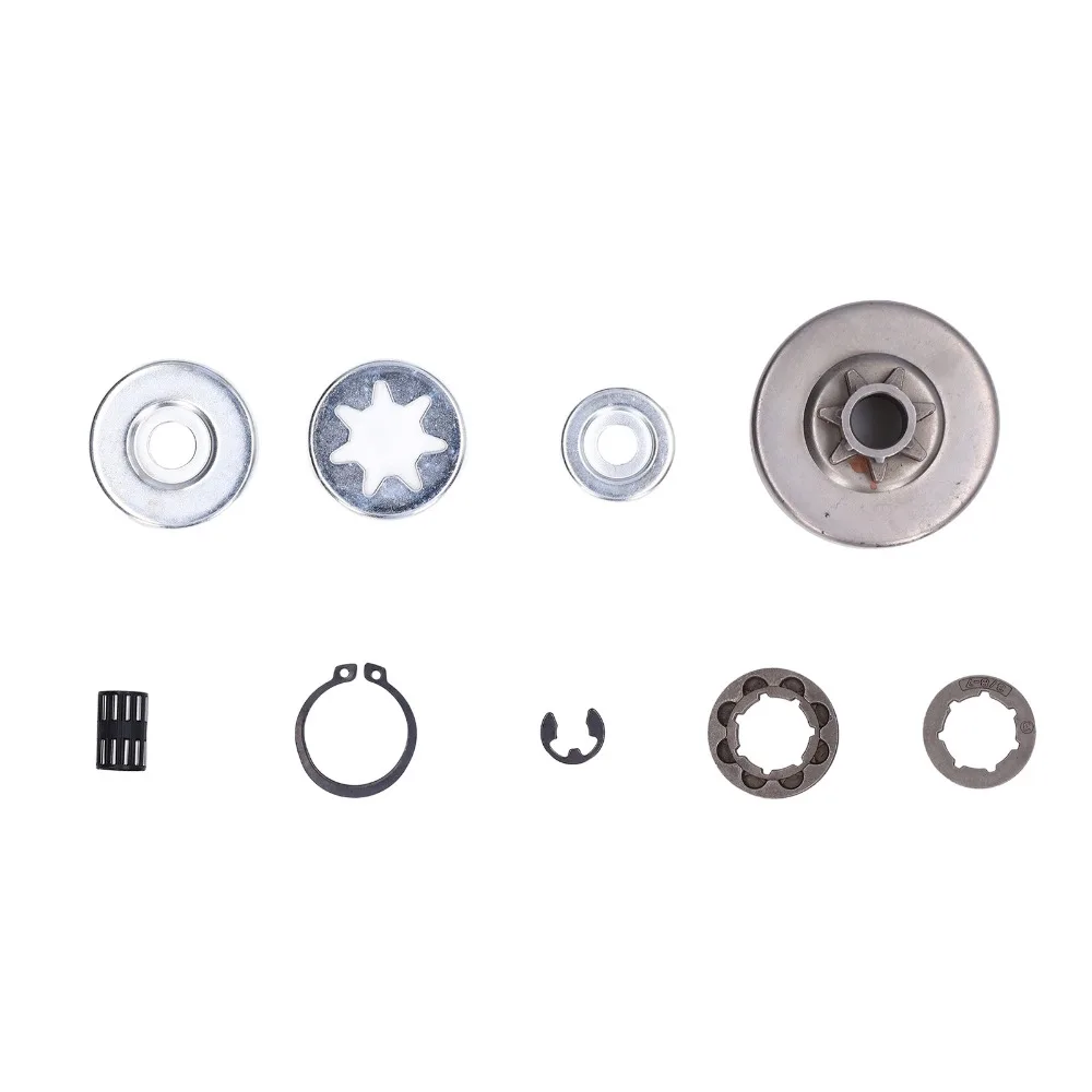 Silver Clutch Drum Kit Round Compact Chain Sprocket Bearing Kit Iron Easy to Install for Stihl 038 MS380 1119 0007 1003