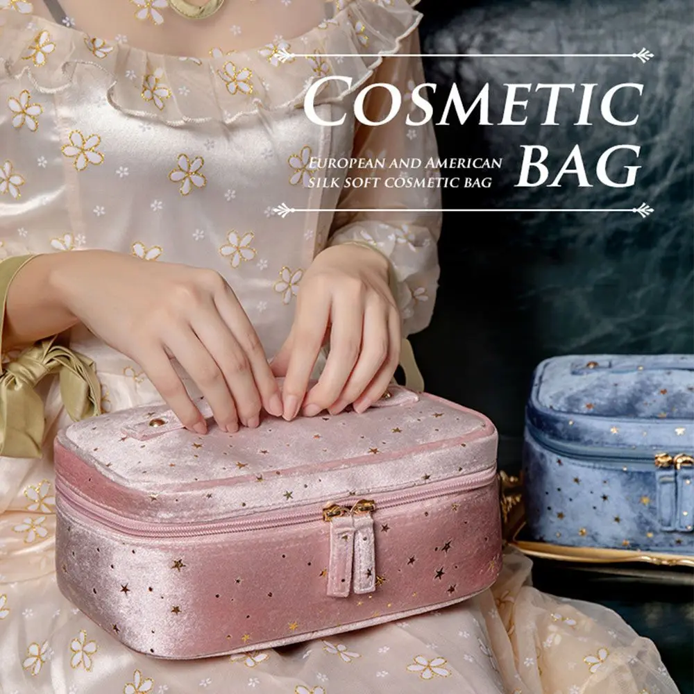 Star Large Capacity Wash Handbags Multifunctional Storage Bags Velvet Cosmetic Bag Makeup Bag Toiletry Case Lipstick Bags
