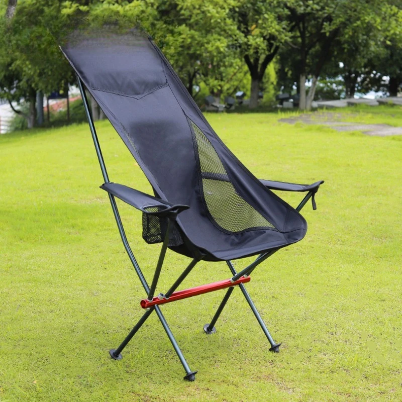 

Outdoor camping all-aluminum high back with armrests folding chair outdoor travel rest recliner high backrest