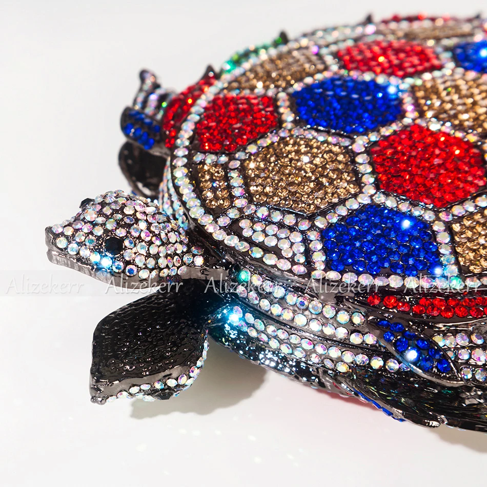 Turtle Shaped Diamond Evening Bags Unique Gorgeous Boutique Handmade Metallic Crystal Clutch Purses And Handbags Wedding Party