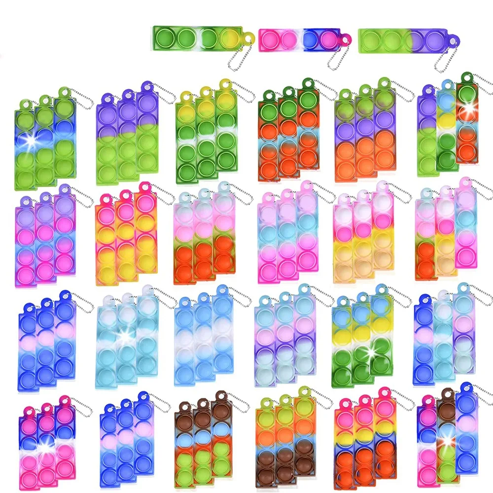 New Pop Keychain Toddler Sensory Stress Relief Relaxing Fidget Toys Bulk for Classroom Prizes Kids Birthday Office Adults Favors