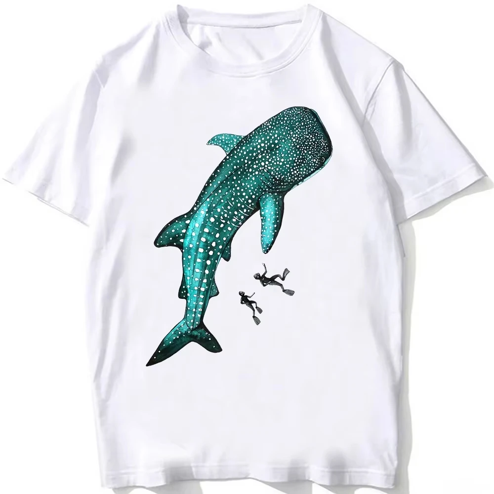 Whale Shark Anatomy T-shirt Beach Diving White Casual T Shirts Vintage Tees Women Hip Hop Graphic Top Clothing Unisex Streetwear