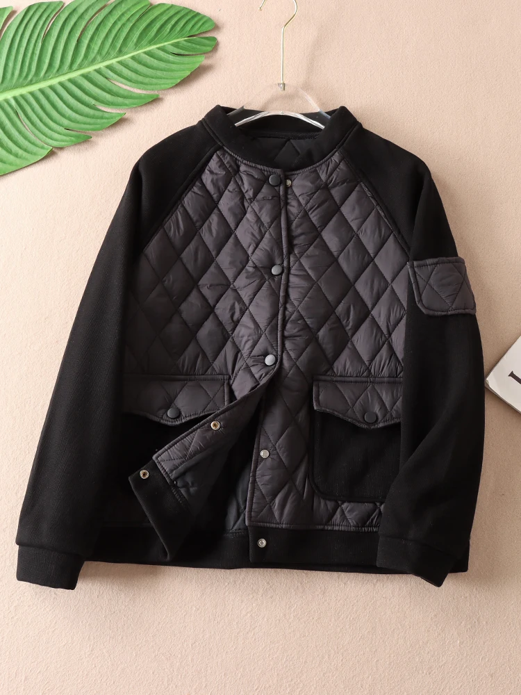 Stand Up Collar Cotton Jacket Autumn Winter Korean Fashion Long Sleeved Thick Short Coat Women's Casual Pocket Warm Outwear