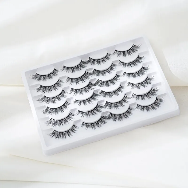 12 Pairs of Mass-produced Natural Slender Fish Tail Crossed False Eyelashes 15mm