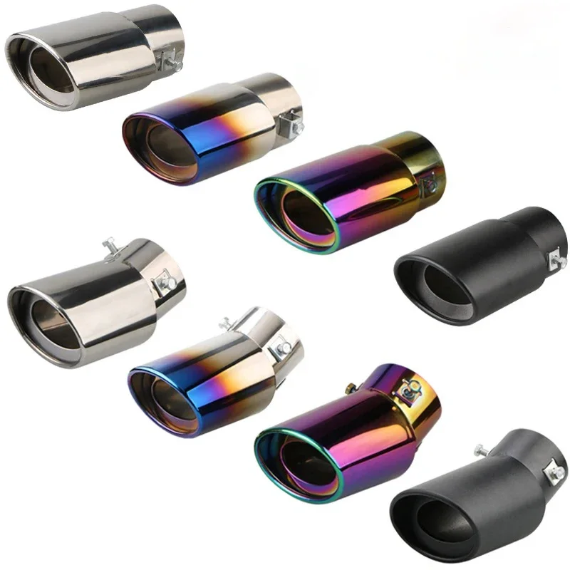 Universal End Muffler Car Exhaust Tips Chrome Stainless Steel Exhaust Pipe Vehicle Modify Rear Throat DIY Parts Auto Accessories