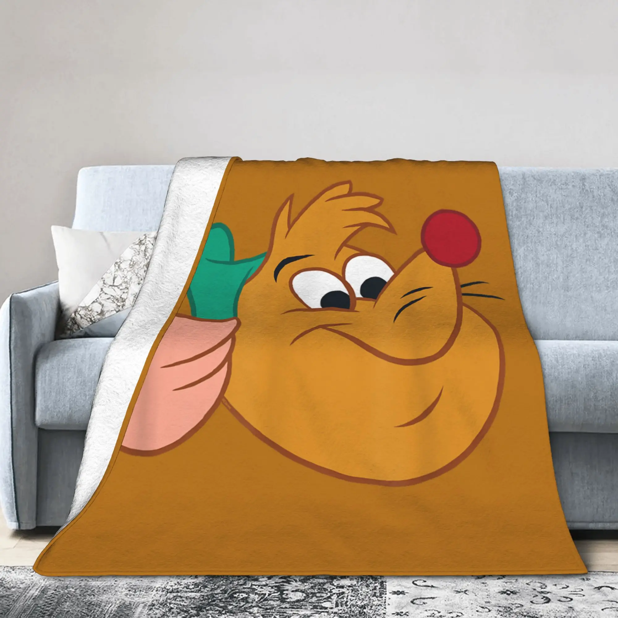 

Cinderella Gus the Mouse Big Face Blanket Velvet Cartoon Lightweight Throw Blankets for Outdoor Quilt Portable