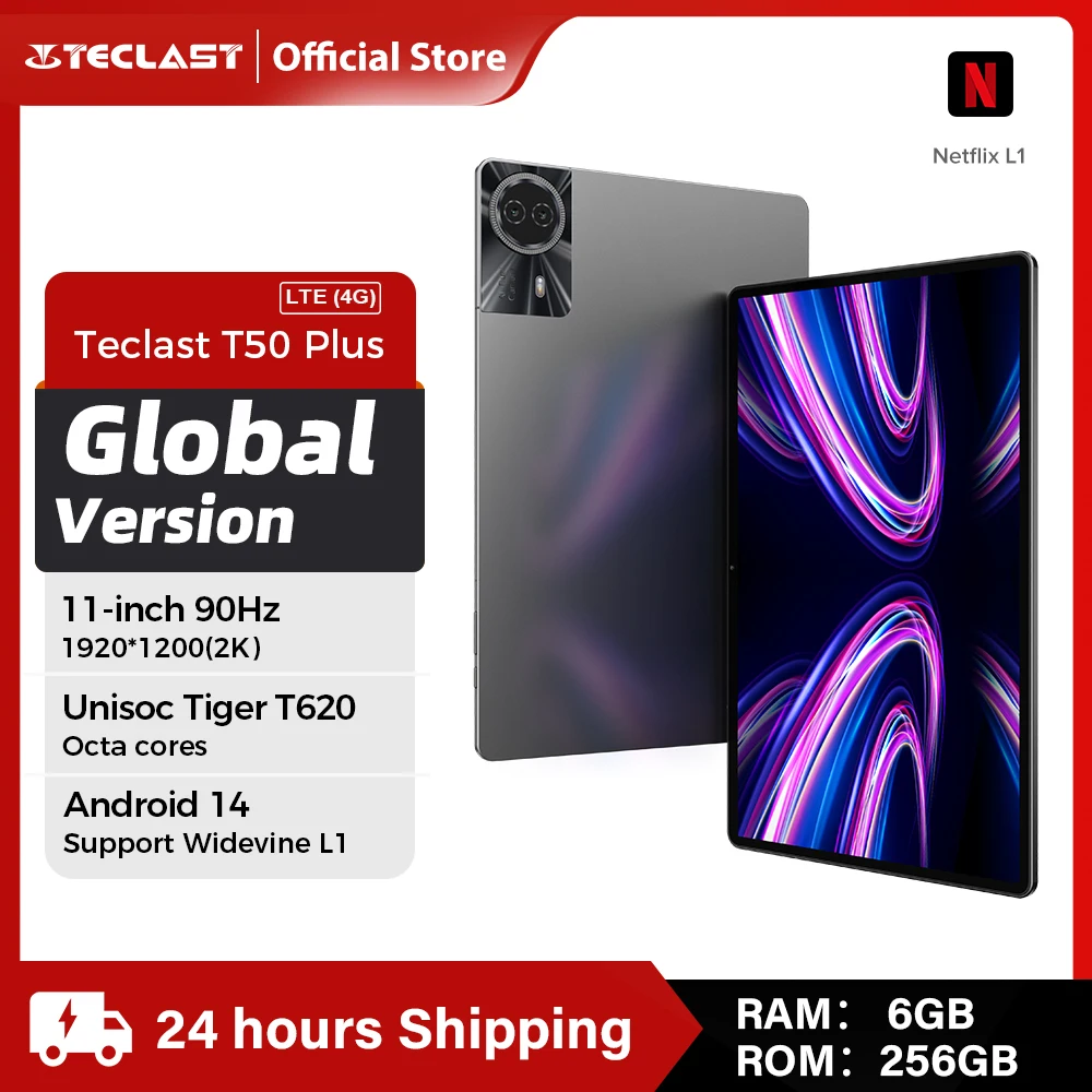 【Nuevo】Tablet Teclast T50 Plus Android 14 de 11" con resolución 2K de 90 Hz y alta tasa de refresco, 6 GB + 256 GB, batería UNISOC T620 de 8000 mAh, cámara de 8 MP + 13 MP, tableta 4G