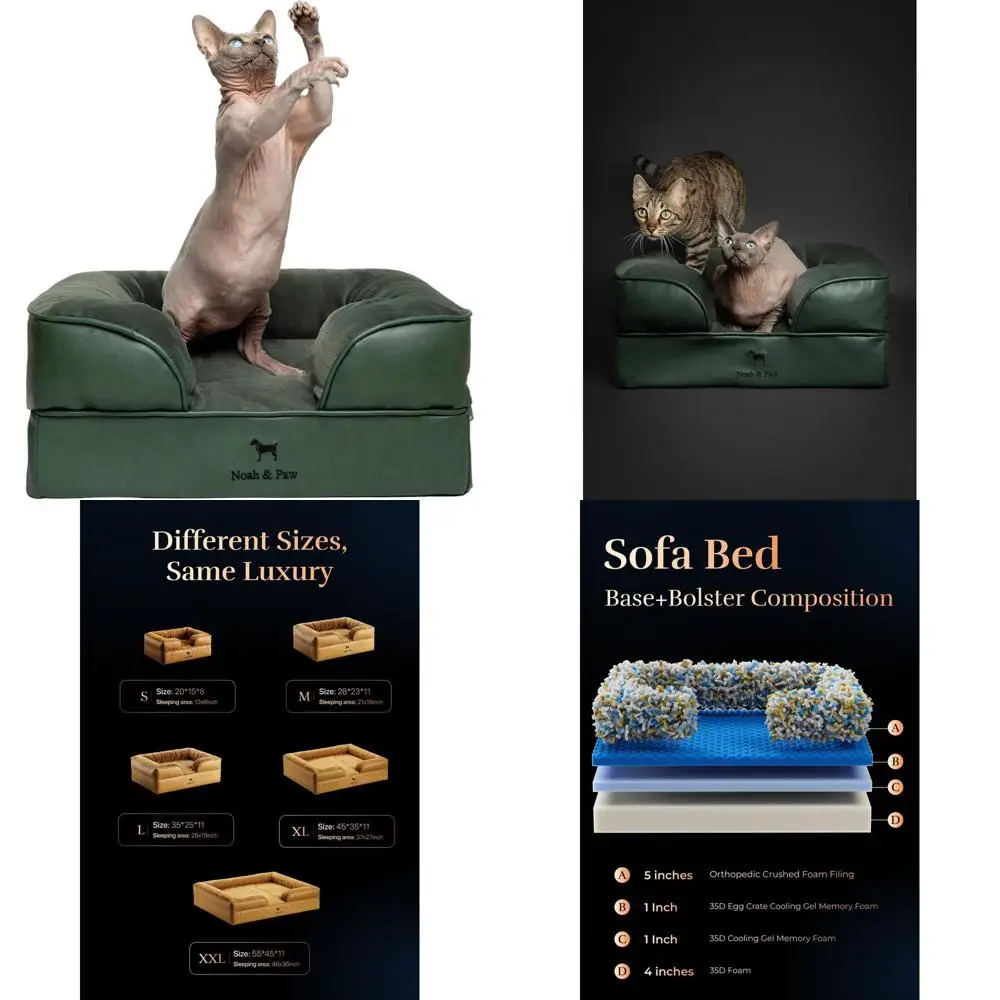 

Orthopedic Cooling Gel Memory Foam Dog & Cat Bed, 20x15x8 Inches, Waterproof & Machine Washable, Faux Leather