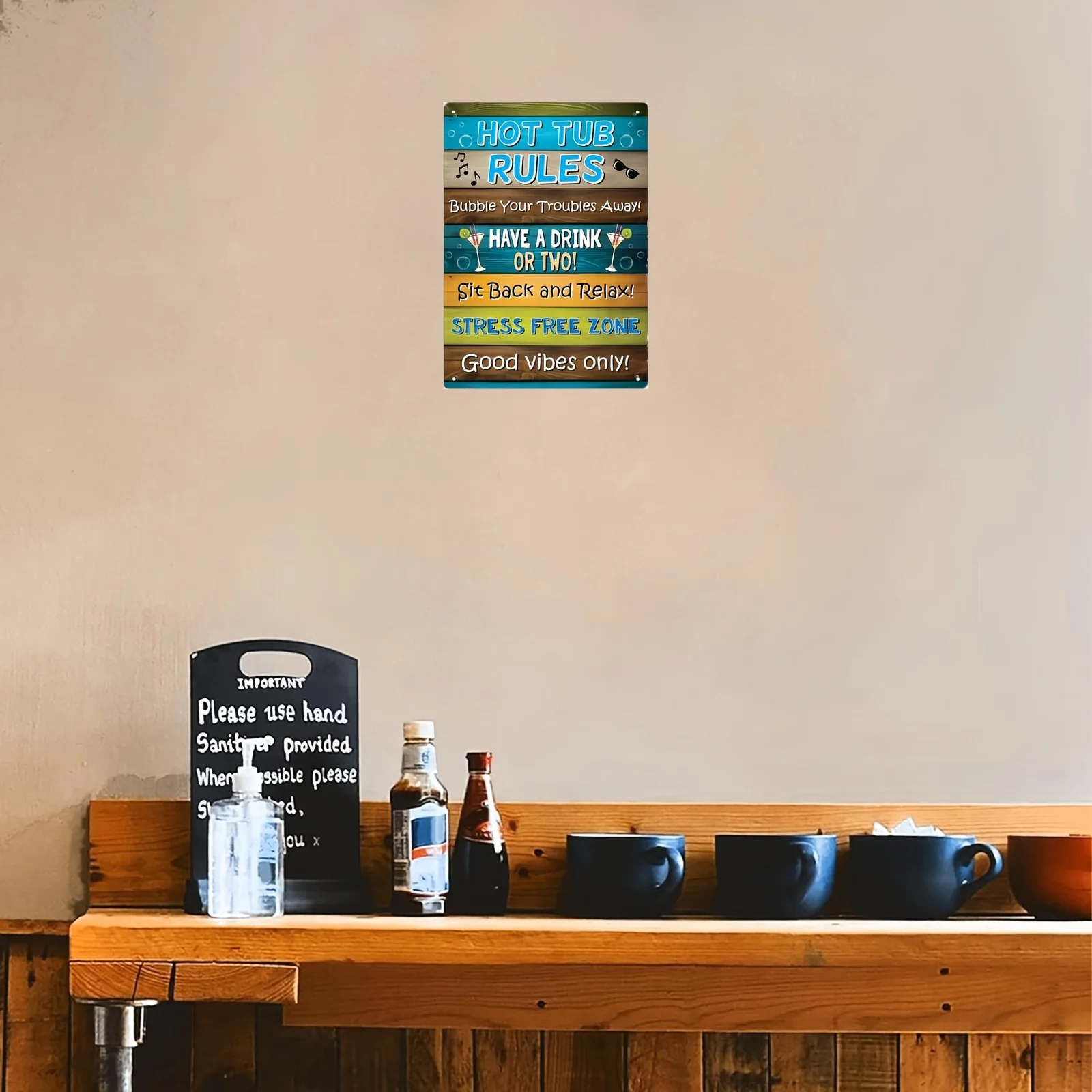 Hot Tub Rules Tin Sign - Vintage Durable Metal Plaque Wall Decor, Home Office Bar Man Cave Wall Art