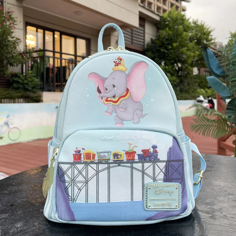 Loungefly Disney Dumbo Flying Peter Pan Double Strap Shoulder Bag Faux Leather Striped Mini Backpack Kids Schoolbag Gift