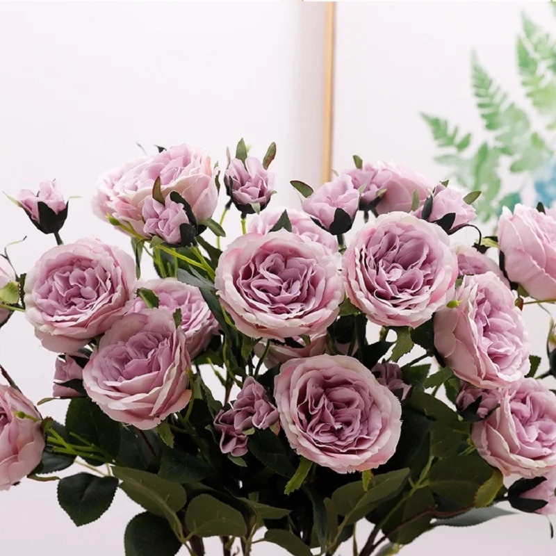 Factory Direct 7 heads Artificial Flower Home Decorations Hand Bouquets Artificial  Roses Wedding Festival Party Decorations