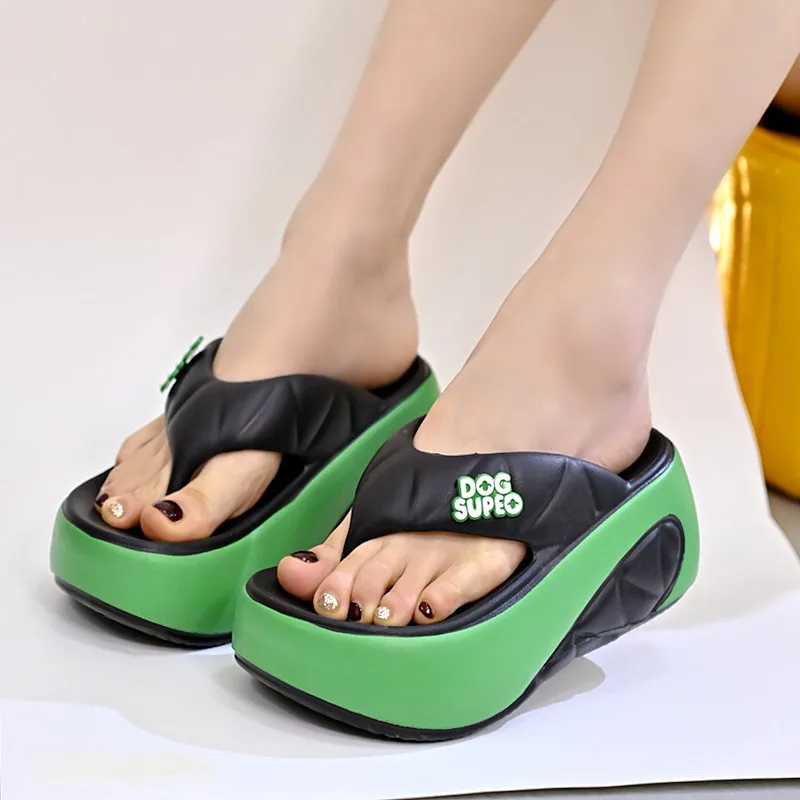 Ladies Platform Chunky Flip-flops 2025 New High Heels Elevator Shoes Girls Summer Beach Slides Woman Wedges Flip Flop image 3