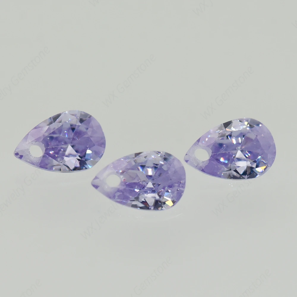 Brilliant Single Hole AAAAA Pear Cut Lavender Loose Cubic Zirconia cz Stone For Jewelry Making 4x6~15x20mm